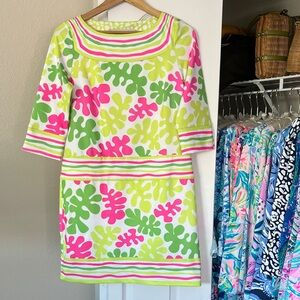 Gretchen Scott Designs Pink and Green Leaf Dress